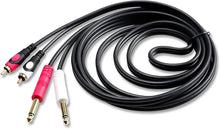 Load image into Gallery viewer, 2 Pair Mr DJ CDQR12 12 Feet Dual 1/4" TS Mono to Dual RCA Male Pro DJ PA Audio Cable