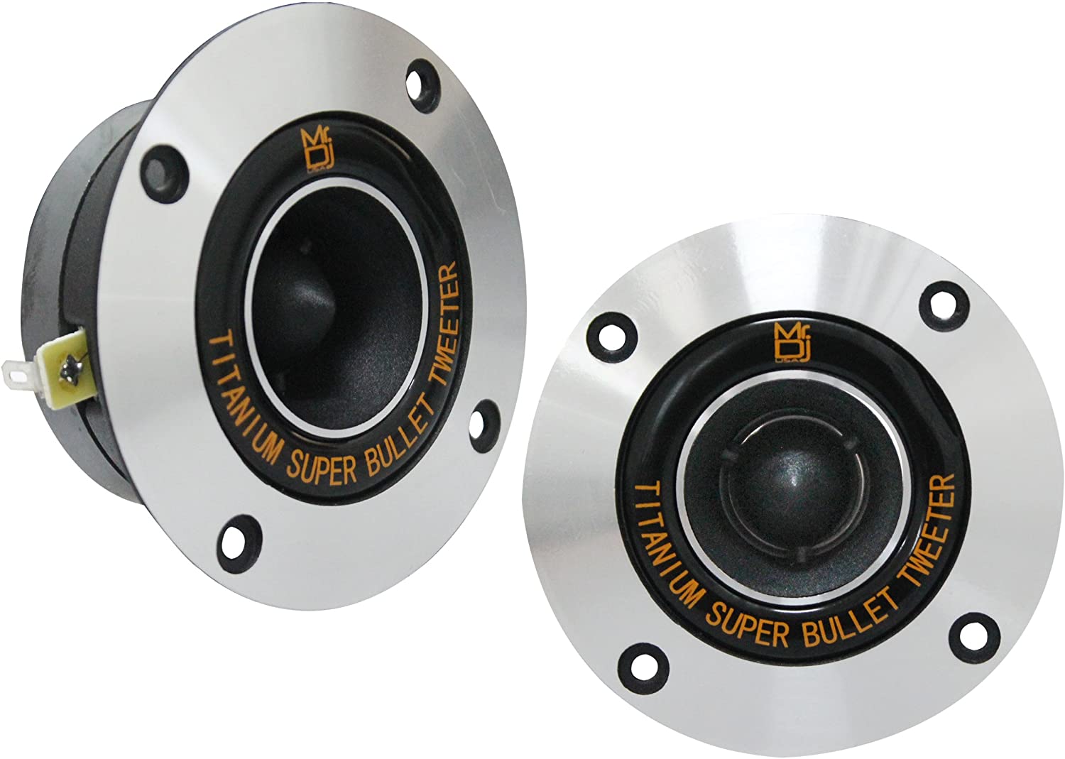 MR DJ HDT800S Pair 4" Speaker Size 400 Watt High Compression Aluminum Titanium Bullet Super Tweeter