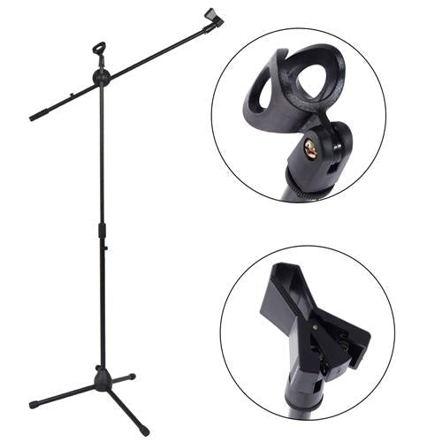 MR DJ MS300 Universal Adjustable Tripod Microphone Stands Adjustable Boom Stage with Mic Holder Clips