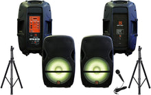 Load image into Gallery viewer, MR DJ PARTY PACK Pair 15&quot; 4000W Powered Passive PA DJ Speakers Active Speaker Stands MIC