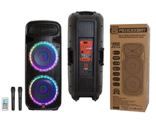 Load image into Gallery viewer, MR DJ PBX6300BAT 4500W Dual 15&quot; Rechargeable PA DJ Party Speaker Bluetooth Light EQ MIC