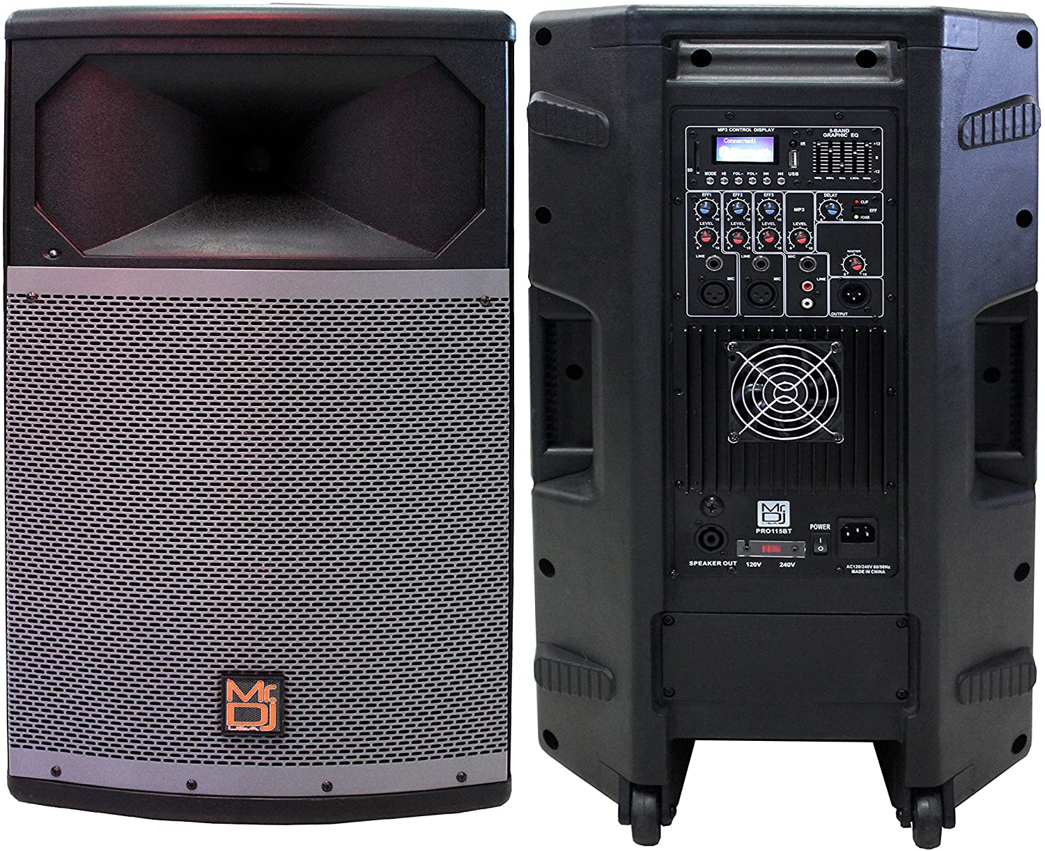 MR DJ PRO115BT PRO PA DJ 15" 2-Way Powered/Active Live Sound Loudspeaker