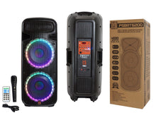 Load image into Gallery viewer, Pair of Dual 15" Portable Rechargeable 4000W Max Powered Active PA DJ Speaker with Built-In Bluetooth &amp; LED Light