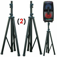 2 MR DJ adjustable height tripod stand for speakers, heavy duty black folding design.