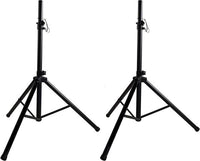 2 MR DJ adjustable height tripod stand for speakers, heavy duty black folding design.