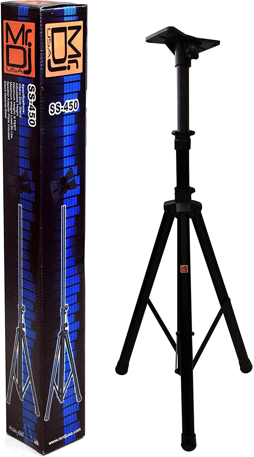 2 MR DJ SS450B Universal Folding Tripod PRO PA DJ Home On Stage Speaker Stand