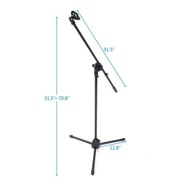 MR DJ MS700PKG 2 Microphone Stands Adjustable Boom Stage or Instrument with Mic Holder Clips & Carry Bag & 2 25' Cable