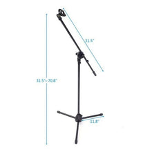 Load image into Gallery viewer, MR DJ MS700PKG 2 Microphone Stands Adjustable Boom Stage or Instrument with Mic Holder Clips &amp; Carry Bag &amp; 2 25&#39; Cable