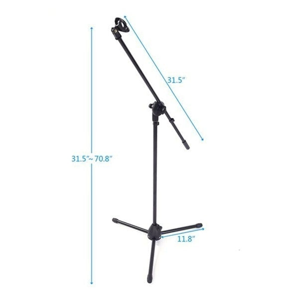 MR DJ MS800 Universal Heavy-Duty Tripod Microphone Stand with Mic Holder Clips