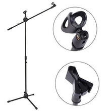 Load image into Gallery viewer, MR DJ MS700PKG 2 Microphone Stands Adjustable Boom Stage or Instrument with Mic Holder Clips &amp; Carry Bag &amp; 2 25&#39; Cable