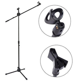 MR DJ MS800 Universal Heavy-Duty Tripod Microphone Stand with Mic Holder Clips