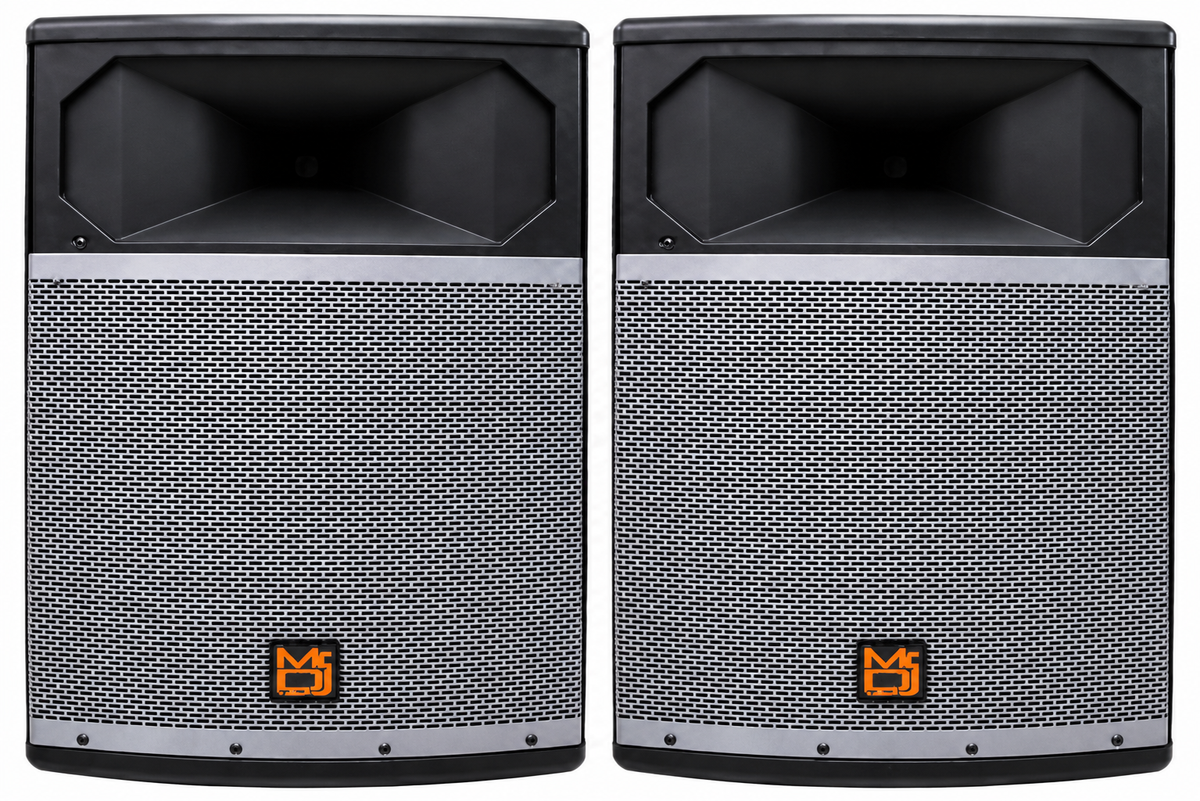 MR DJ PRO115BT & PRO115S PA DJ Active & Passive Speaker & Stands Professional PRO PA DJ 15" 2-Way Full-Range Active & Passive DJ PA Multipurpose Live Sound Loudspeaker