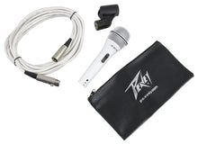 Load image into Gallery viewer, 2 Peavey Pvi2 White Microphone w/Mic Clip &amp; Carrying Bag + MR DJ Microphone Stand