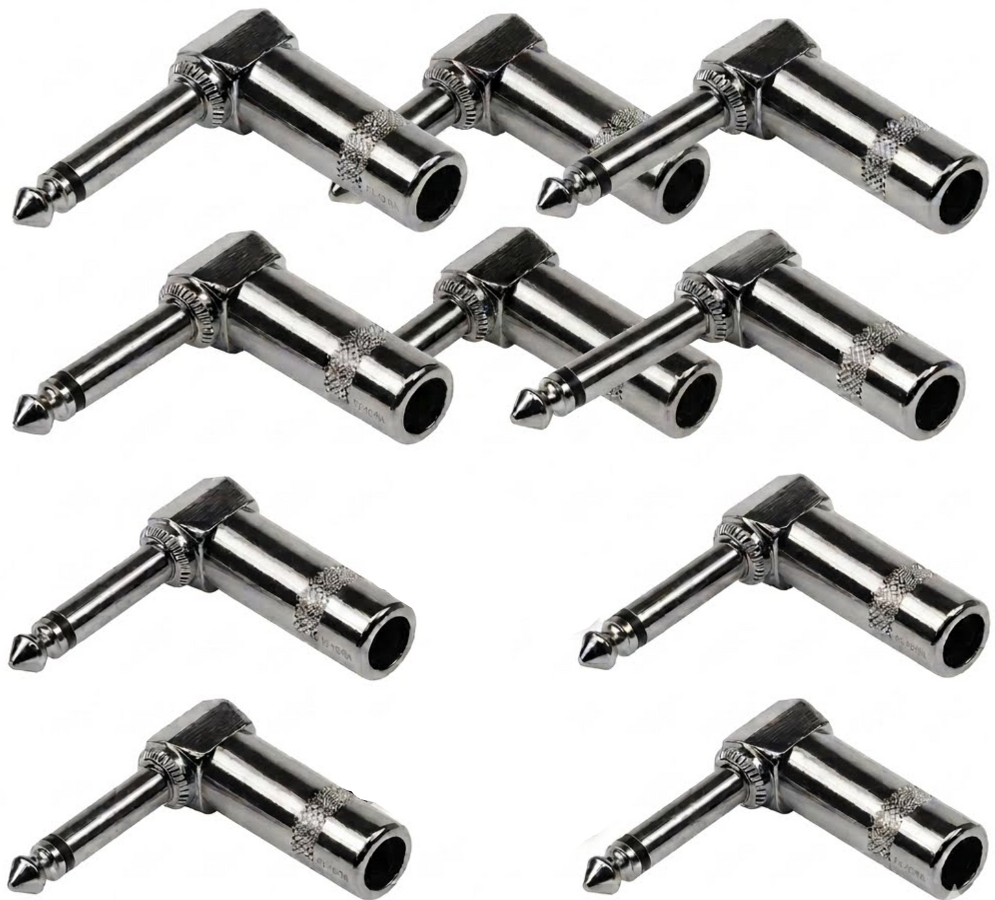 MR DJ QAM10 10-Piece 1/4" Right-Angle Stereo Male Audio Plug Connectors