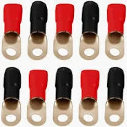 10 Pack 1/0 Gauge AWG 5/16 Ring Terminal Wire Crimp Cable Red/Black