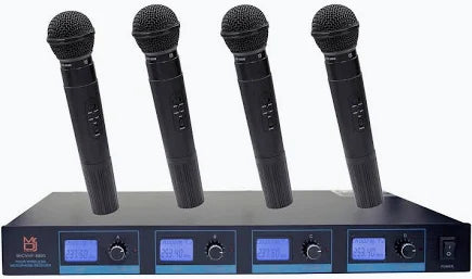 MR DJ MICVHF8800 4 Channel Professional PA/DJ/KTV/Karaoke VHF Handheld Wireless Microphone System with Digital Receiver