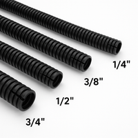 MR DJ Heavy-Duty 14 Black Split Wire Loom Tubing with multi-colored connectors for automotive and industrial use.