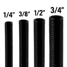 Load image into Gallery viewer, MR DJ 4-Pack 1/4", 3/8", 1/2", 3/4" x 25 Feet Each Split Wire Loom Convoluted Tubing