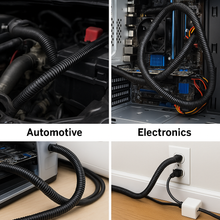 Load image into Gallery viewer, MR DJ 4-Pack 1/4", 3/8", 1/2", 3/4" x 25 Feet Each Split Wire Loom Convoluted Tubing