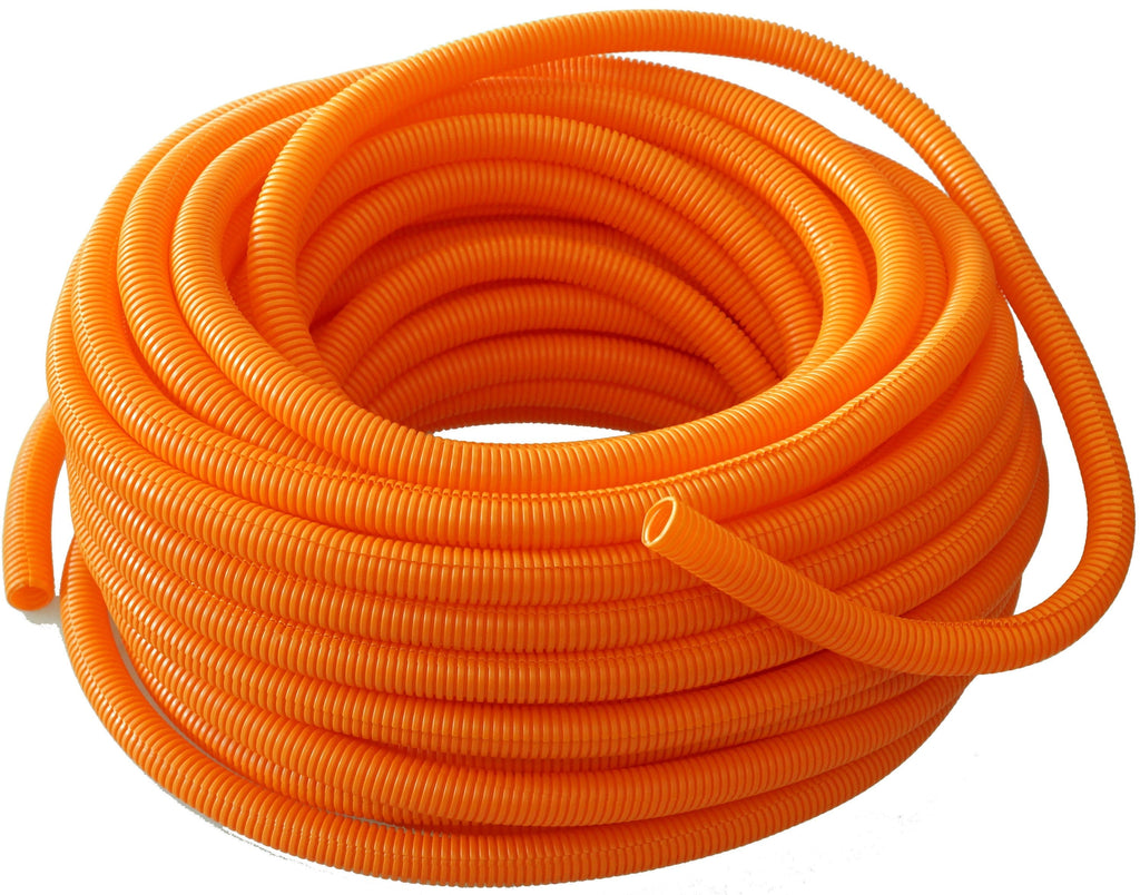 Absolute SLT14OR 100' 1/4" 6.35mm Orange Split Wire Loom Conduit Tubing Sleeve Tube