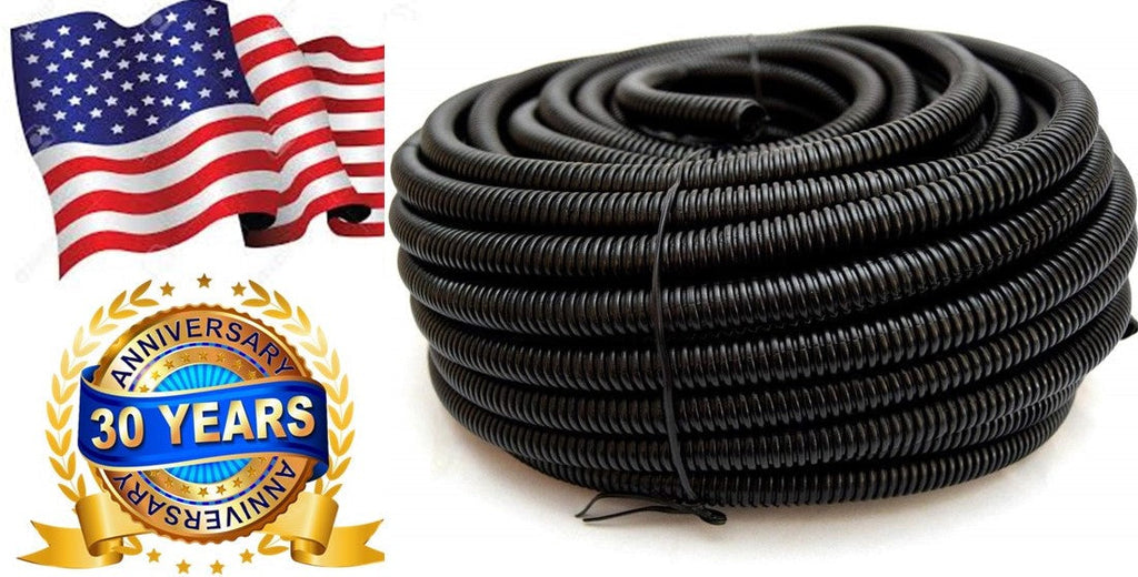Absolute SLT14BK 100' 1/4" 6.35mm Black Split Wire Loom Conduit Tubing Sleeve Tube