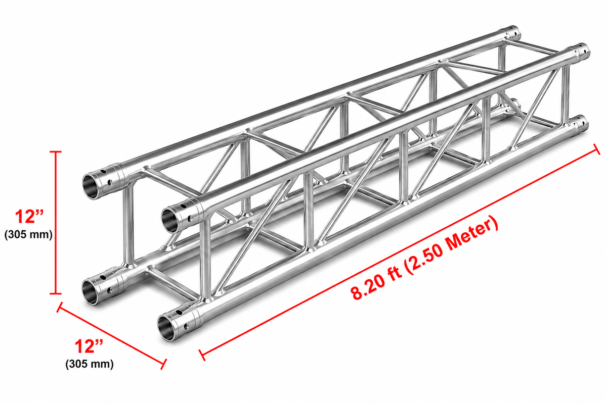 MR DJ USA DTSQ820 8.20 ft (2.50 Meter) 12" Square Aluminum Box Truss Segment