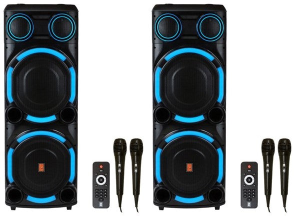 2 MR DJ VEGAS+ Dual 15” Powered Bluetooth DJ Speaker 6500W Active PA System