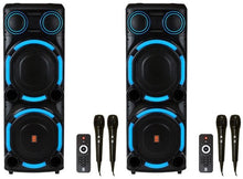 Load image into Gallery viewer, 2 MR DJ VEGAS+ Dual 15” Powered Bluetooth DJ Speaker 6500W Active PA System