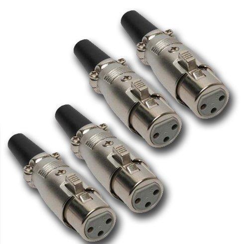 MR DJ XLRFH4 4 XLR Female Head 3 Pin Connector Allows for Speaker, Microphone Cables, and Mixer, DMX