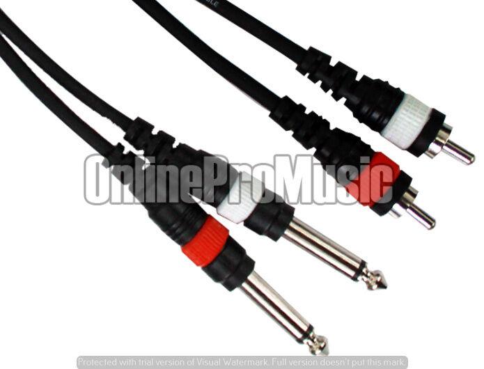 Mr. Dj CDQR12 12 feet Dual 1/4" Male Mono to Dual RCA Male Speaker Cable