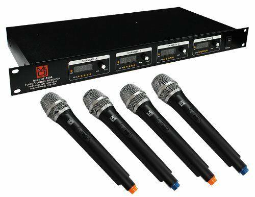 Mr Dj MICVHF-8500 <br>4 Channel Professional PA/DJ/KTV/Karaoke VHF Handheld Wireless Microphone System with Digital Receiver