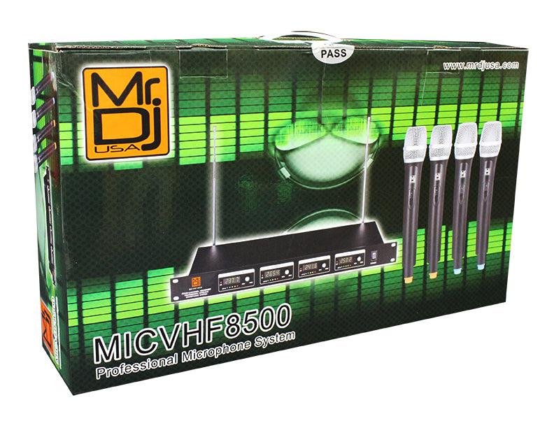 Mr Dj MICVHF-8500 <br>4 Channel Professional PA/DJ/KTV/Karaoke VHF Handheld Wireless Microphone System with Digital Receiver