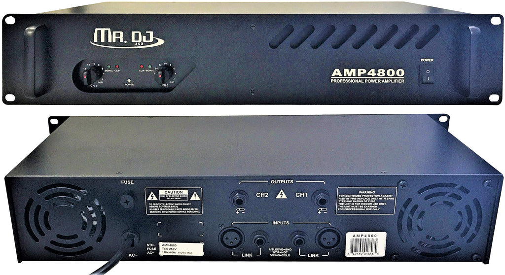 MR DJ AMP4800<BR/> 1200W MAX, 2-channel 570 watts RMS bridgeable dynamic series PA DJ power amplifier