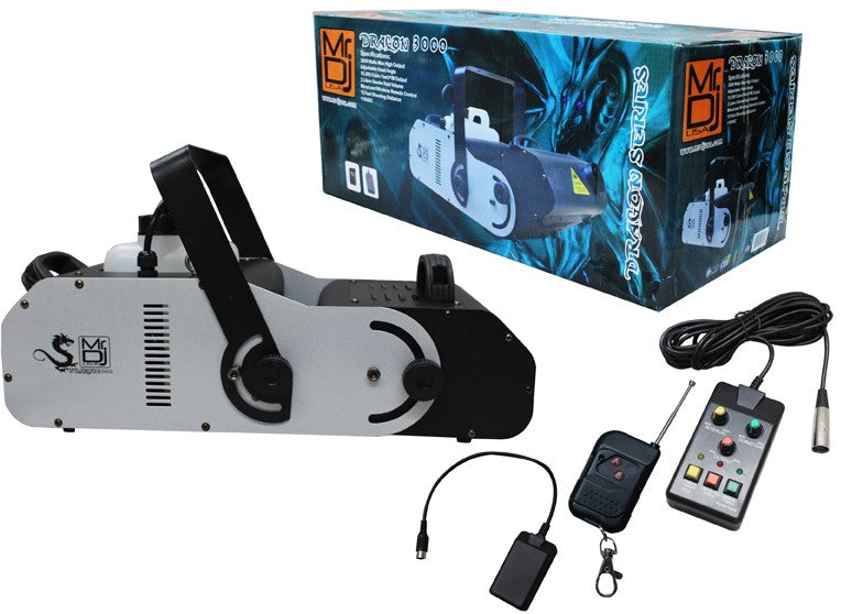 MR DJ DRAGON3000<BR/> 3000W fog smoke machine with wire & wireless remote & fog fluid, quick heat-up thick fog with Adjustable Head Angle