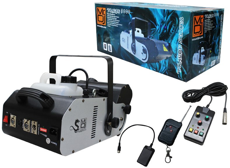 MR DJ DRAGON3000<BR/> 3000W fog smoke machine with wire & wireless remote & fog fluid, quick heat-up thick fog with Adjustable Head Angle