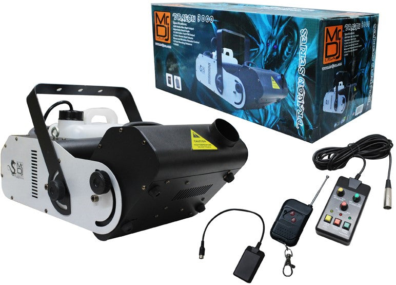 MR DJ DRAGON3000<BR/> 3000W fog smoke machine with wire & wireless remote & fog fluid, quick heat-up thick fog with Adjustable Head Angle