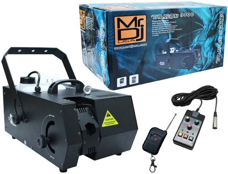 MR DJ DRAGON3500<BR/> 3500W fog smoke machine with wire & wireless remote & fog fluid, quick heat-up thick fog with Adjustable Head Angle