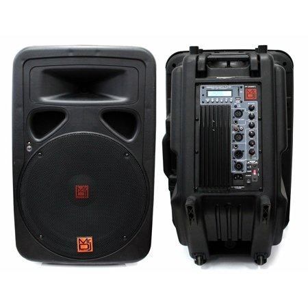 Mr Dj PP3500LED 15" Bluetooth Speaker<Br/>Portable 15" 2 Way Active Speaker with Bluetooth, SD, USB, FM, LED & Karaoke Mic