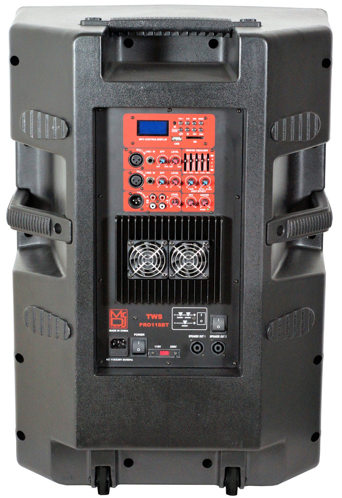 MR DJ PRO118BT 2-Way 18" PRO PA/DJ Bass-Reflex Bluetooth Active Powered Amplified speaker, 5500 watts P.M.P.O.