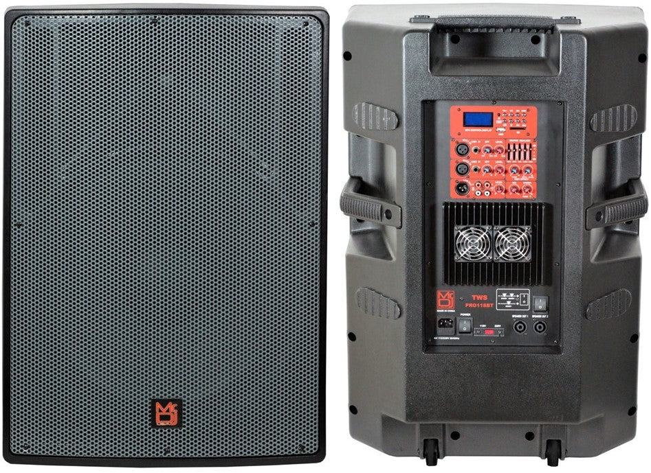 MR DJ PRO118BT 18" PRO PA/DJ Speaker<BR/>2-Way 18" PRO PA/DJ Bass Reflex Bluetooth Active Amplified Speaker, 5500 Watts