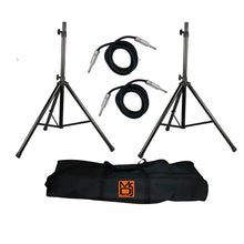 Load image into Gallery viewer, MR DJ SS750PKG Speaker Stand with Road Carrying Bag &amp; 1/4&quot; Cable&lt;br/&gt; Universal Black Heavy Duty Folding Tripod PRO PA DJ Home On Stage Speaker Stand Mount Holder with Road Carrying Bag &amp; 2 1/4&quot; 25&#39; Cable