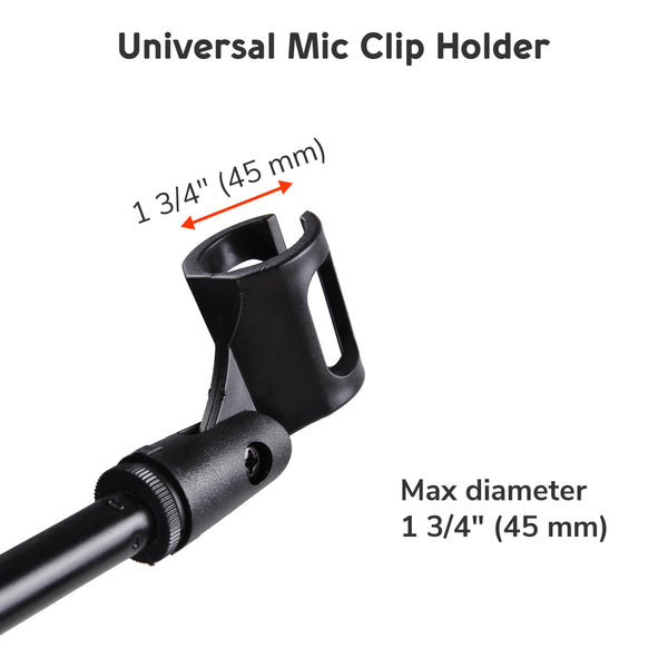 Mr. Dj MS600PKG Universal Adjustable Tripod Microphone Stand<br>2 Microphone Stands Adjustable Boom Stage with Mic Holder Clips & Carry Bag