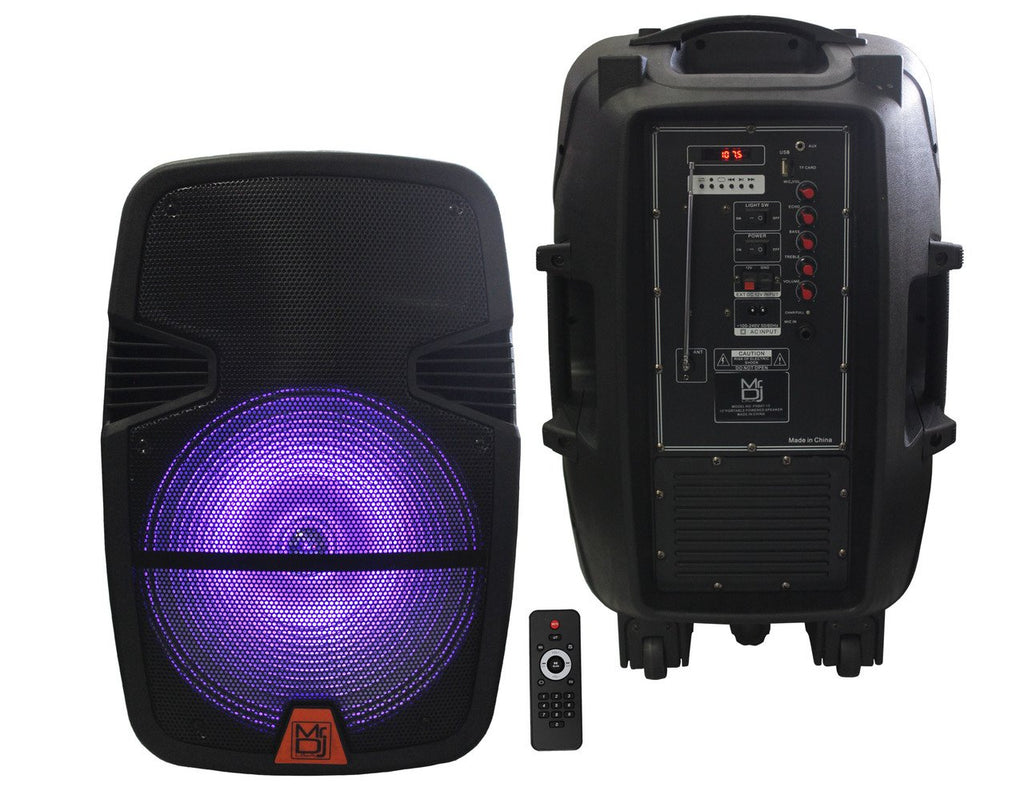 Mr Dj PXBAT15 <br/>Active Power Speaker with Built-In Bluetooth & Rechargeable Battery LCD/MP3