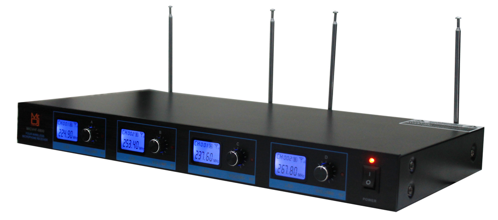 Mr Dj MICVHF-8800<br/> 4 Channel Professional PA/DJ/KTV/Karaoke VHF Handheld Wireless Microphone System with Digital Receiver