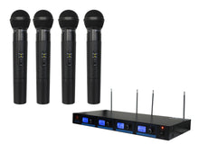 Load image into Gallery viewer, Mr Dj MICVHF-8800&lt;br/&gt; 4 Channel Professional PA/DJ/KTV/Karaoke VHF Handheld Wireless Microphone System with Digital Receiver