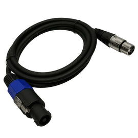 MR DJ CSMXF100 100' Speakon Plug Male to XLR Female Extension Cable for PA DJ Amplifier Stage Monitor