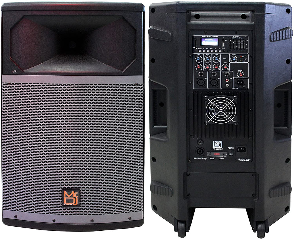 MR DJ PRO115BT PA DJ Powered Speaker <br/>Professional PRO PA DJ 15” 2-Way Full-Range Powered/Active DJ PA Multipurpose Live Sound Loudspeaker