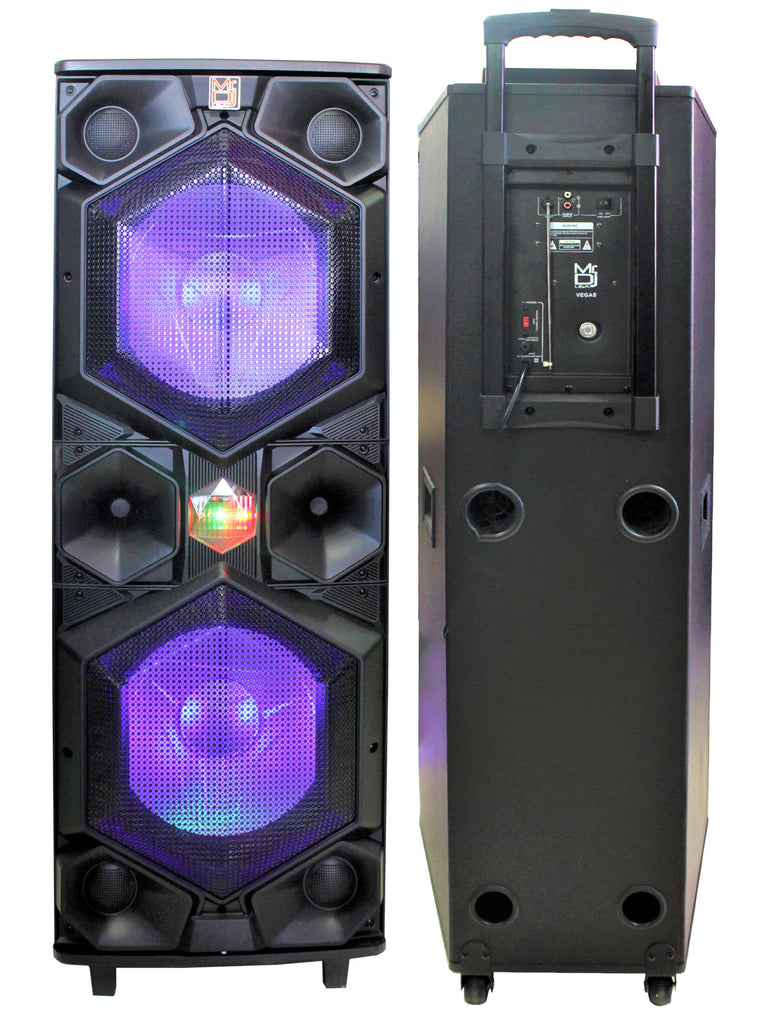 MR DJ VEGAS Double 15" Bluetooth Speaker <br/>Professional Dual 15” 3-Way Full-Range Powered/Active DJ PA Multipurpose Live Sound Bluetooth Loudspeaker