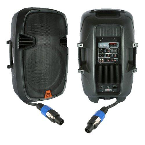 Mr. Dj PBX2610PKG 15'' 2000 Watt Max Peak Momentary Powered 2 Way Full Range Loud Speaker System Package