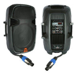 Mr. Dj PBX2610PKG 15'' 2000 Watt Max Peak Momentary Powered 2 Way Full Range Loud Speaker System Package